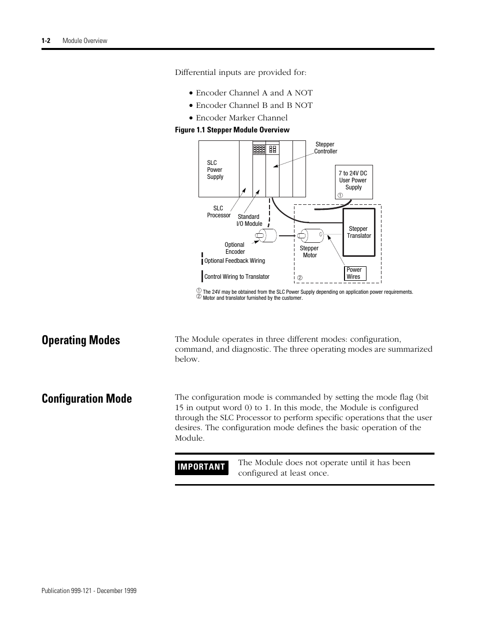 Operating modes, Configuration mode | Rockwell Automation 1746-HSTP1 Stepper Controller Module/ User Manual User Manual | Page 13 / 82