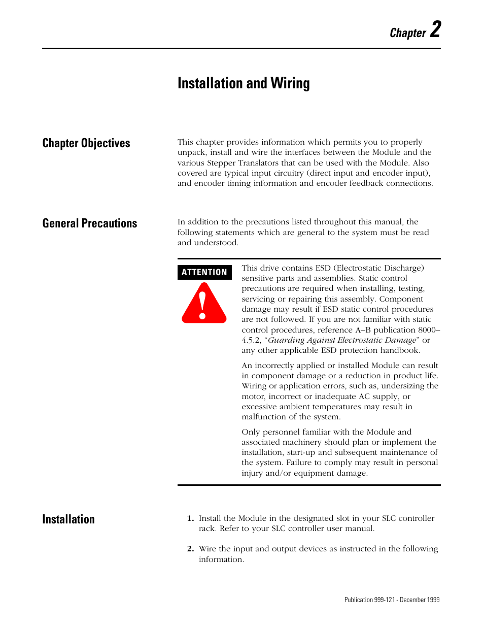 Installation and wiring | Rockwell Automation 1746-HSTP1 Stepper Controller Module/ User Manual User Manual | Page 18 / 82