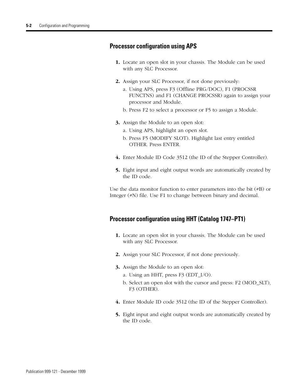 Processor configuration using aps | Rockwell Automation 1746-HSTP1 Stepper Controller Module/ User Manual User Manual | Page 37 / 82