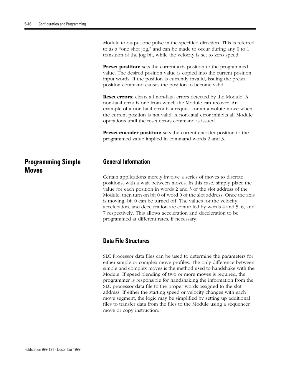 Programming simple moves | Rockwell Automation 1746-HSTP1 Stepper Controller Module/ User Manual User Manual | Page 51 / 82