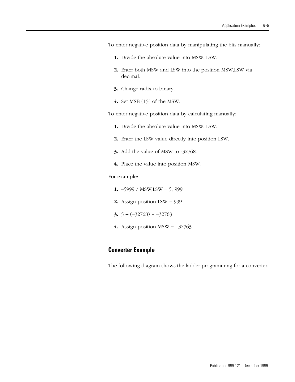 Converter example | Rockwell Automation 1746-HSTP1 Stepper Controller Module/ User Manual User Manual | Page 68 / 82