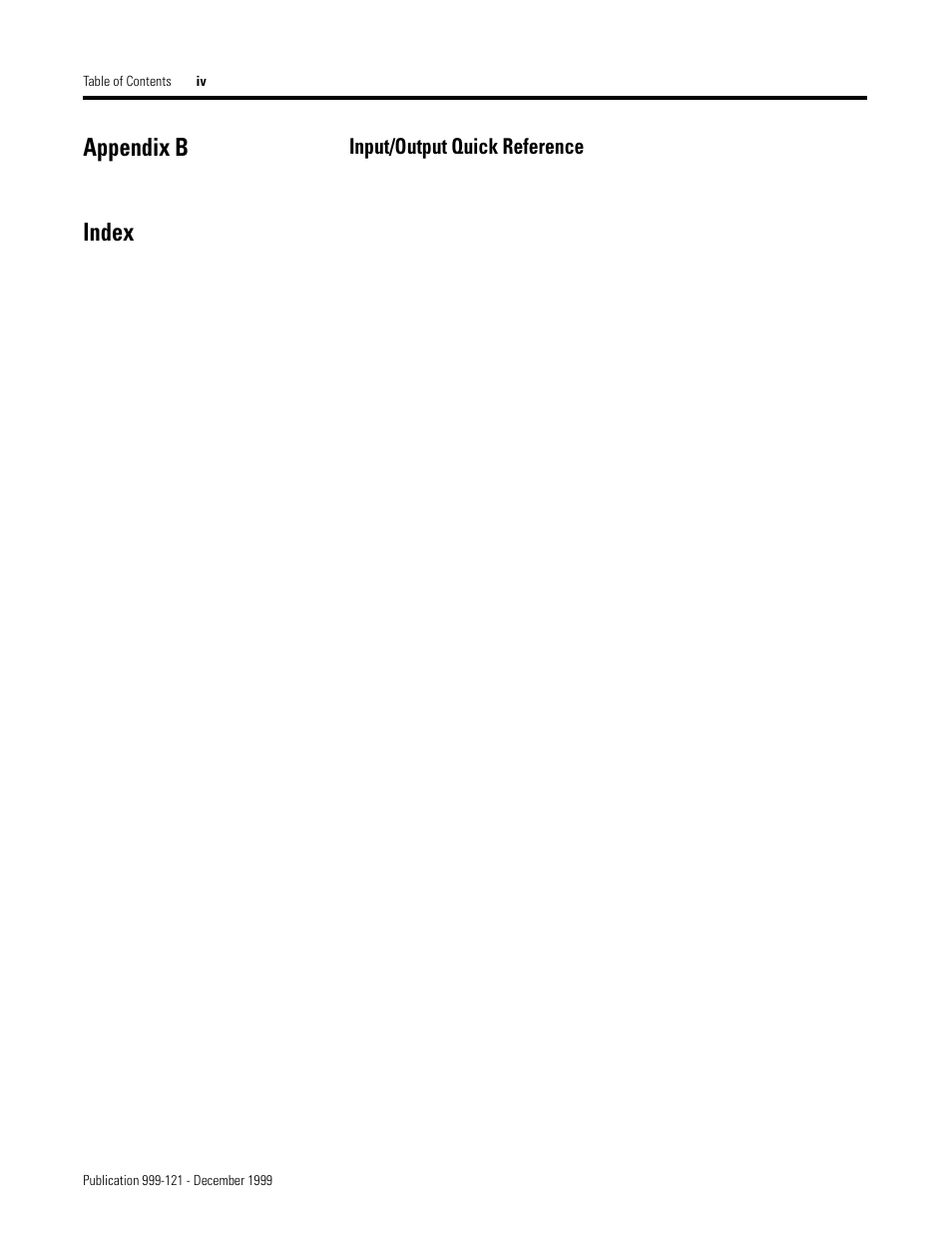 Appendix b, Index | Rockwell Automation 1746-HSTP1 Stepper Controller Module/ User Manual User Manual | Page 7 / 82