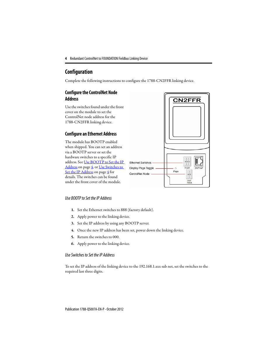 Configuration | Rockwell Automation 1788-CN2FFR Redundant ControlNet to FOUNDATION Fieldbus Linking Device User Manual | Page 4 / 8