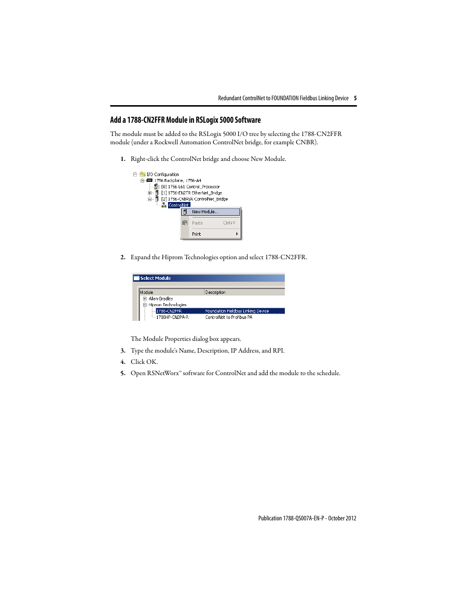 Rockwell Automation 1788-CN2FFR Redundant ControlNet to FOUNDATION Fieldbus Linking Device User Manual | Page 5 / 8