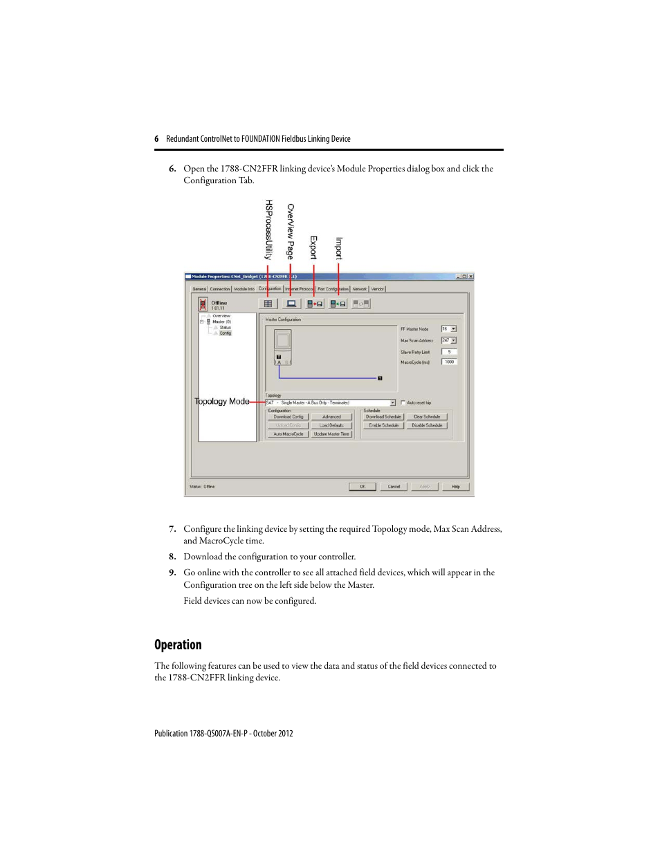 Operation | Rockwell Automation 1788-CN2FFR Redundant ControlNet to FOUNDATION Fieldbus Linking Device User Manual | Page 6 / 8