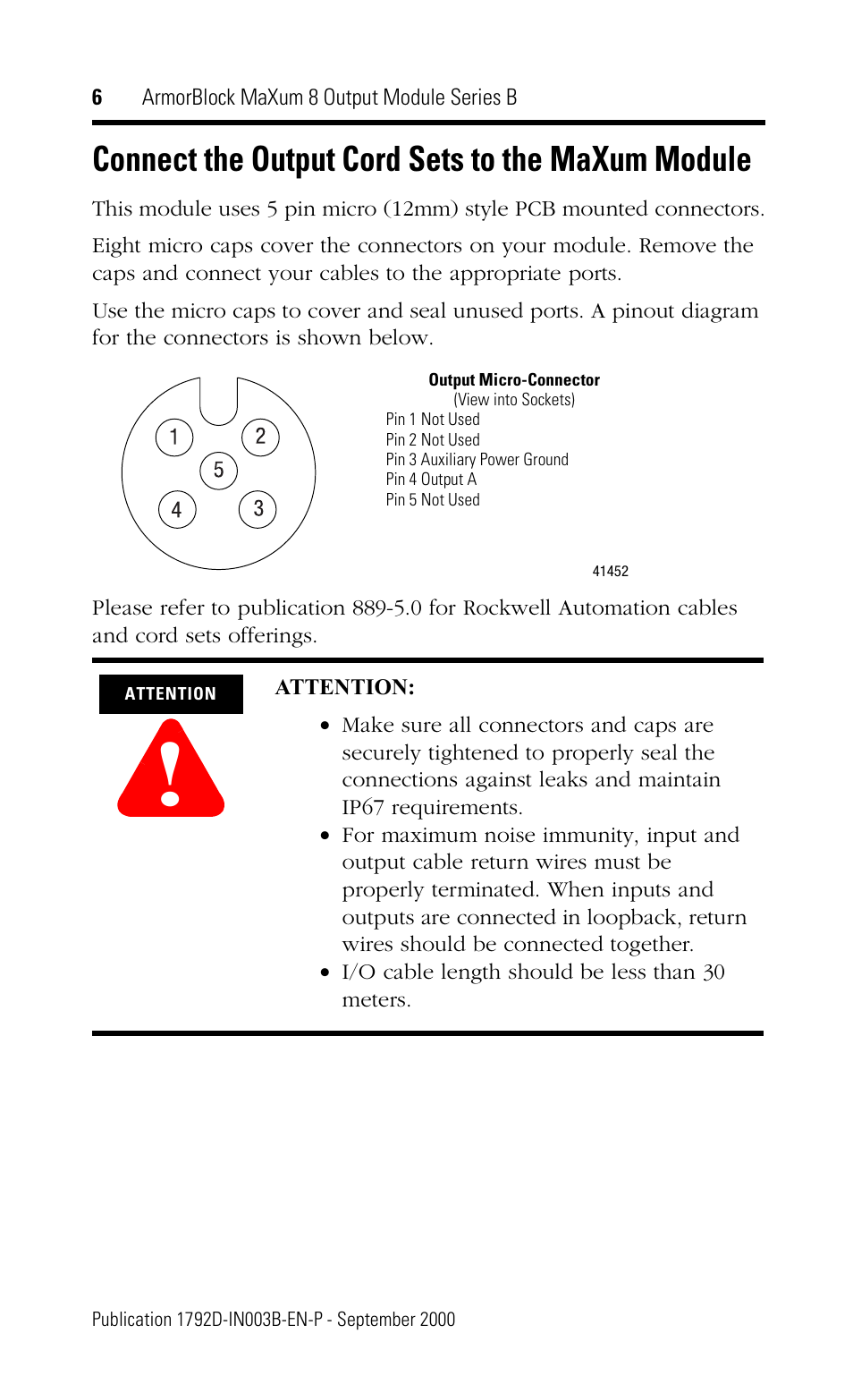 Connect the output cord sets to the maxum module | Rockwell Automation 1792D-OB4D ArmorBlock MaXum 8 Output Module Series B User Manual | Page 6 / 16