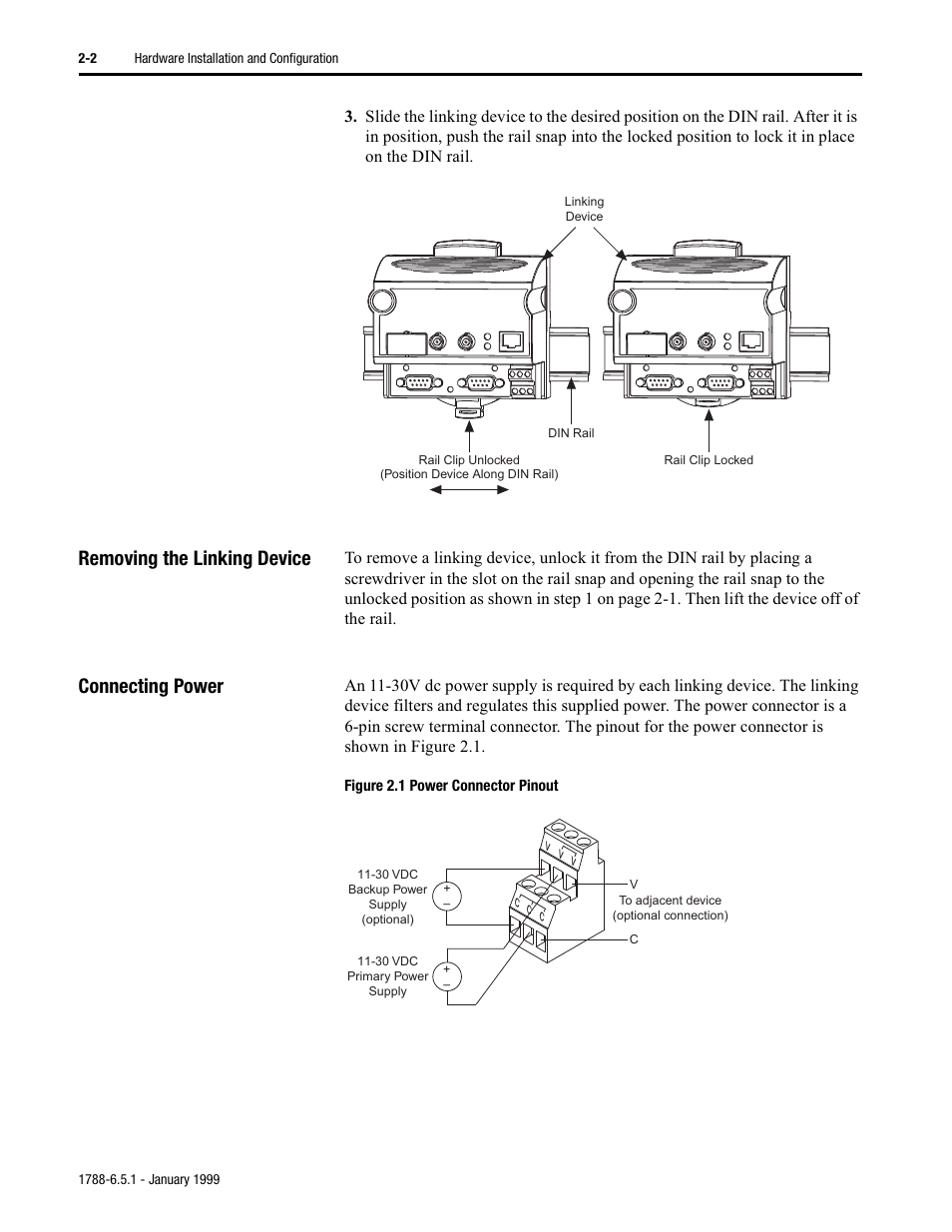 Removing the linking device, Connecting power | Rockwell Automation 1788-CN2FF ControlNet-to-FOUNDATION Fieldbus H1 Linking Device User Manual User Manual | Page 12 / 56