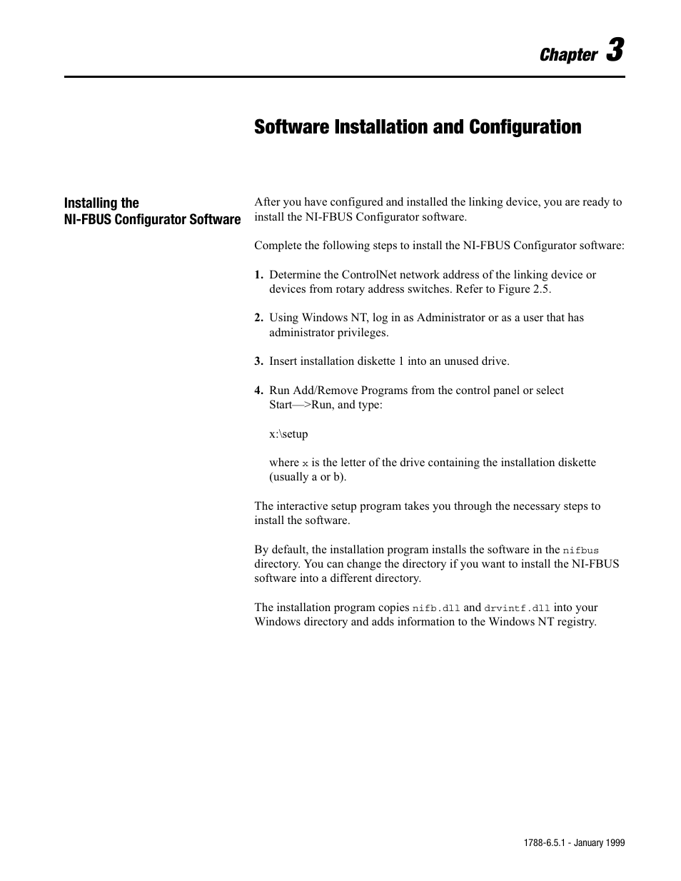 Software installation and configuration, Chapter | Rockwell Automation 1788-CN2FF ControlNet-to-FOUNDATION Fieldbus H1 Linking Device User Manual User Manual | Page 19 / 56