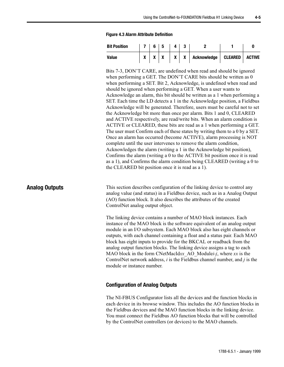 Analog outputs | Rockwell Automation 1788-CN2FF ControlNet-to-FOUNDATION Fieldbus H1 Linking Device User Manual User Manual | Page 31 / 56