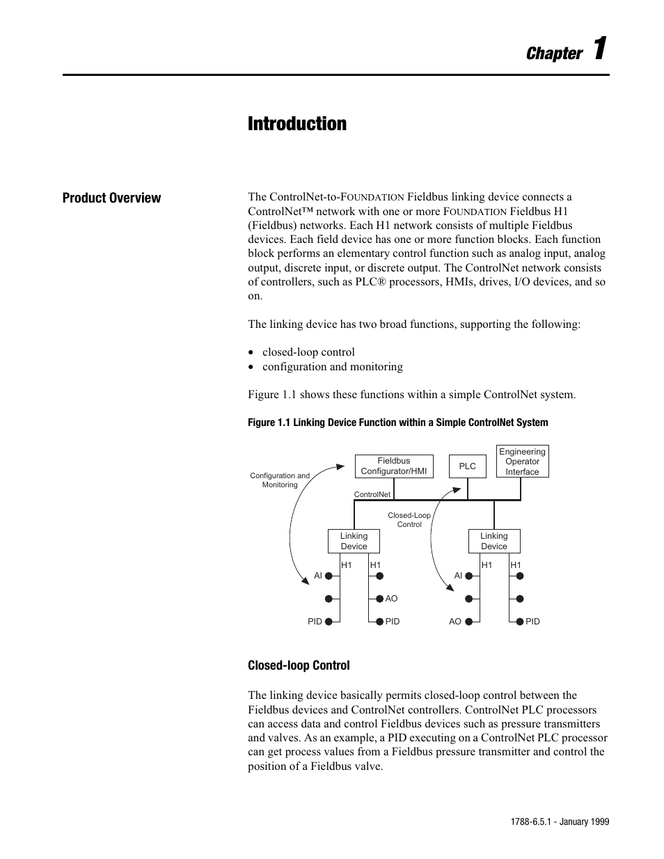 Introduction, Chapter, Product overview | Rockwell Automation 1788-CN2FF ControlNet-to-FOUNDATION Fieldbus H1 Linking Device User Manual User Manual | Page 5 / 56