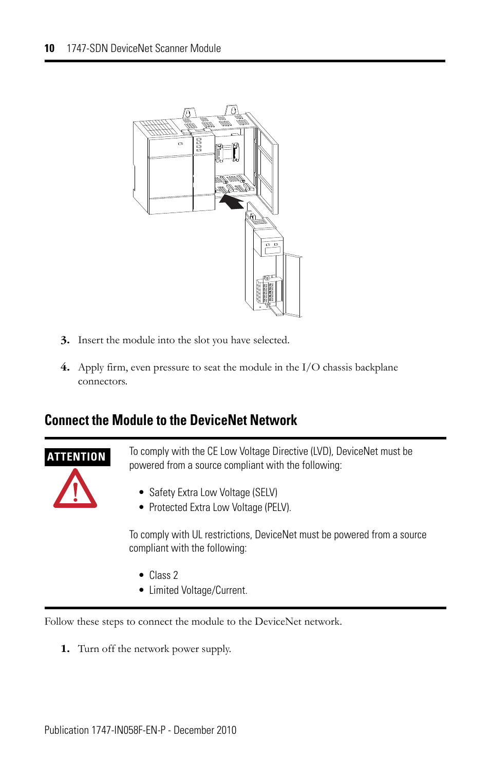 Connect the module to the devicenet network | Rockwell Automation 1747-SDN 1747-SDN DeviceNet Scanner Installation Instructions User Manual | Page 10 / 20