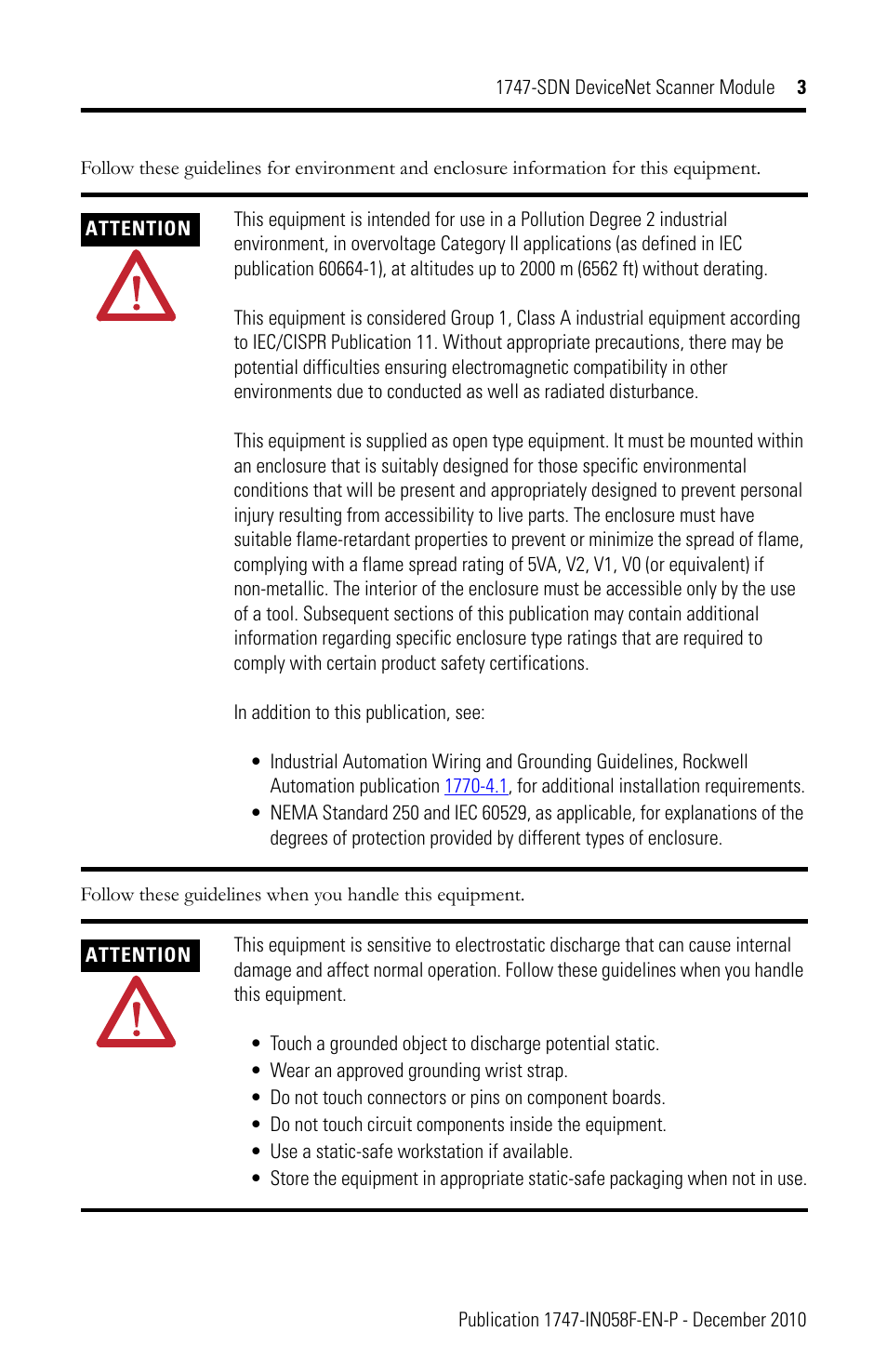 Rockwell Automation 1747-SDN 1747-SDN DeviceNet Scanner Installation Instructions User Manual | Page 3 / 20