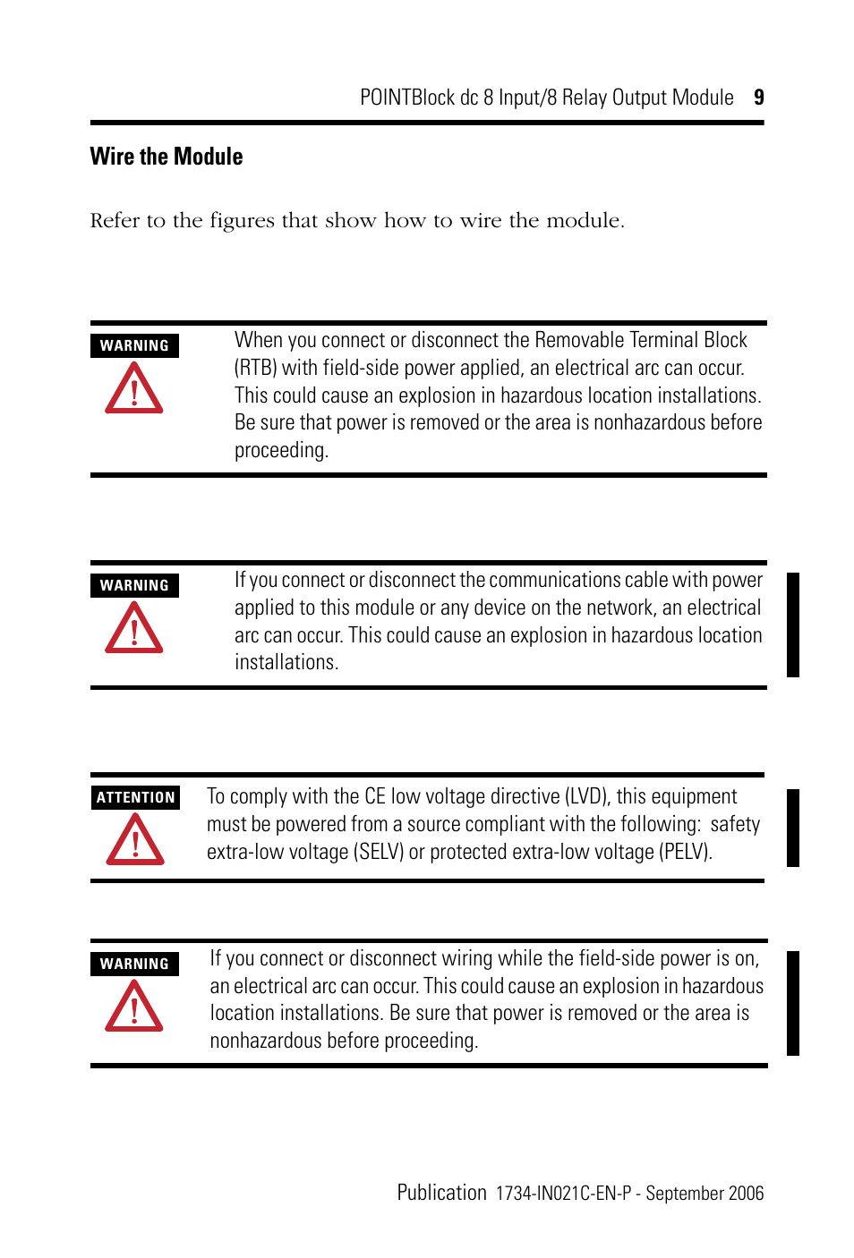 Wire the module | Rockwell Automation 1734D-1B8XOW8S 8 Input/8 Relay Output Module Installation Instructions User Manual | Page 9 / 20