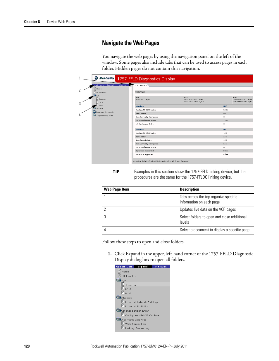 Navigate the web pages | Rockwell Automation 1757-FFLDC4 FOUNDATION Fieldbus System User Manual User Manual | Page 120 / 184