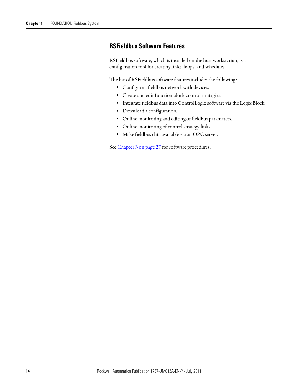 Rsfieldbus software features | Rockwell Automation 1757-FFLDC4 FOUNDATION Fieldbus System User Manual User Manual | Page 14 / 184