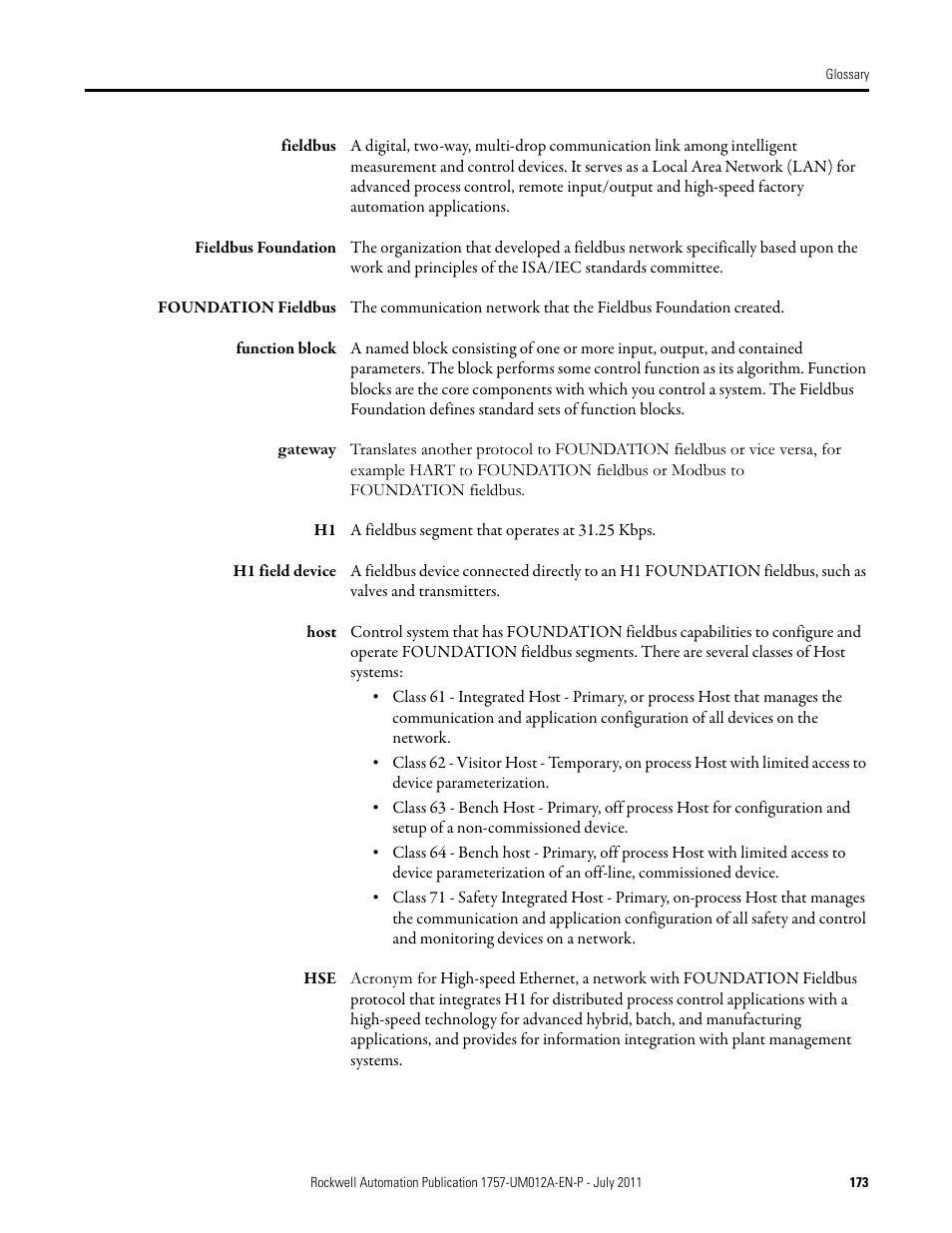 Rockwell Automation 1757-FFLDC4 FOUNDATION Fieldbus System User Manual User Manual | Page 173 / 184