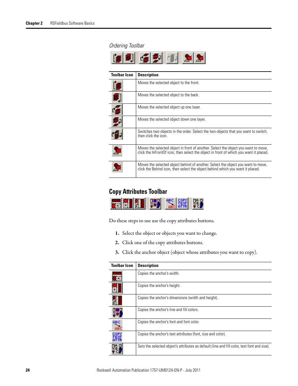 Copy attributes toolbar | Rockwell Automation 1757-FFLDC4 FOUNDATION Fieldbus System User Manual User Manual | Page 24 / 184