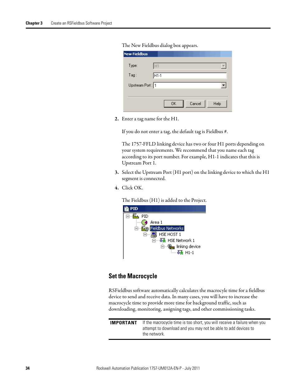 Set the macrocycle | Rockwell Automation 1757-FFLDC4 FOUNDATION Fieldbus System User Manual User Manual | Page 34 / 184