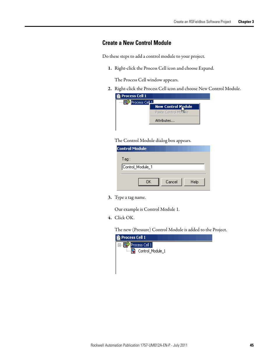 Create a new control module | Rockwell Automation 1757-FFLDC4 FOUNDATION Fieldbus System User Manual User Manual | Page 45 / 184