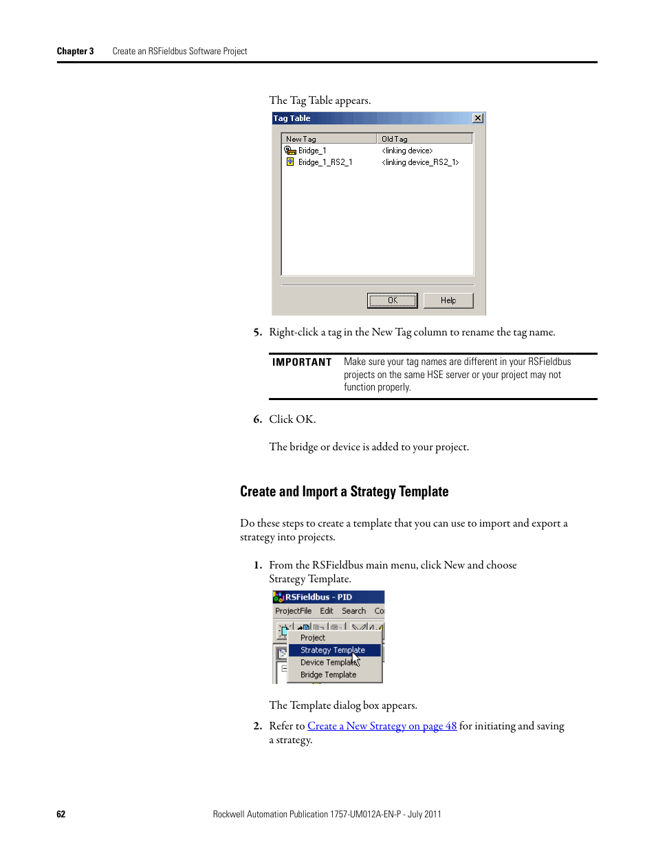 Create and import a strategy template | Rockwell Automation 1757-FFLDC4 FOUNDATION Fieldbus System User Manual User Manual | Page 62 / 184