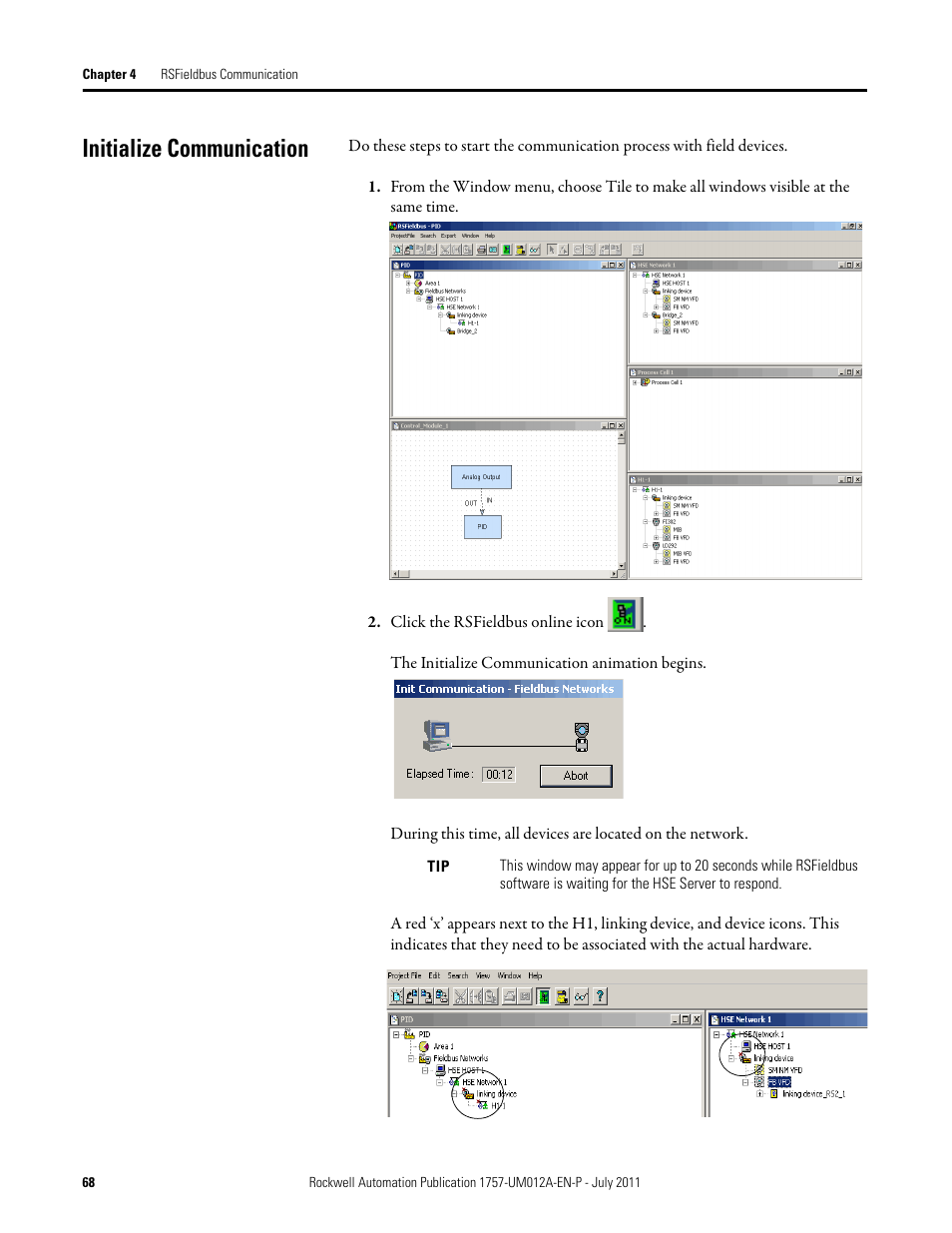 Initialize communication | Rockwell Automation 1757-FFLDC4 FOUNDATION Fieldbus System User Manual User Manual | Page 68 / 184