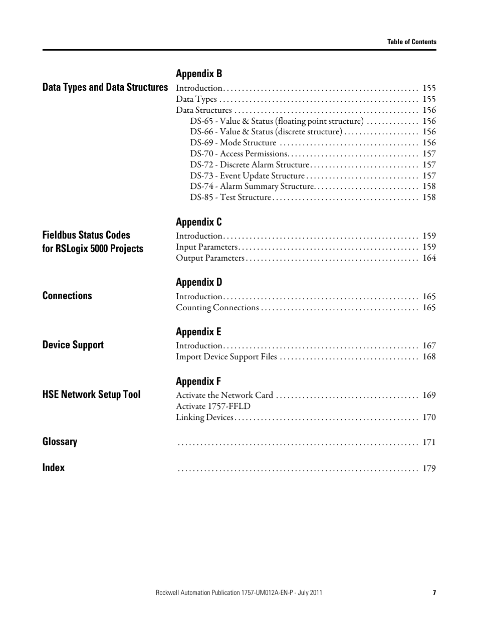 Rockwell Automation 1757-FFLDC4 FOUNDATION Fieldbus System User Manual User Manual | Page 7 / 184