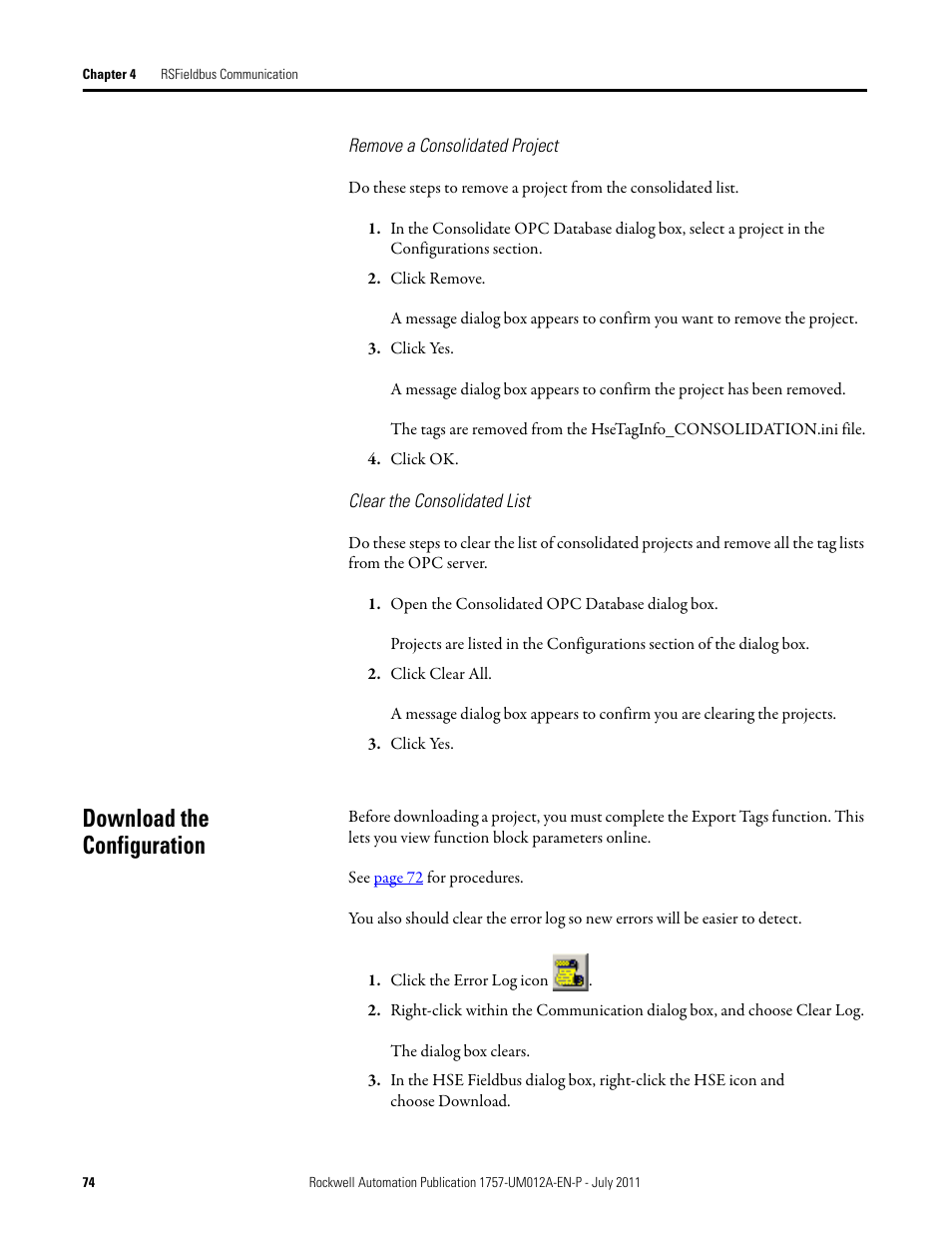 Download the configuration | Rockwell Automation 1757-FFLDC4 FOUNDATION Fieldbus System User Manual User Manual | Page 74 / 184