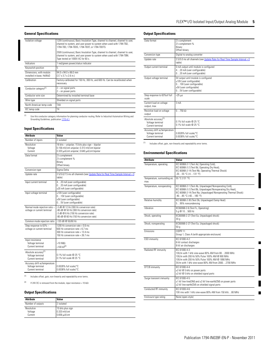 Rockwell Automation 1794-IF2XOF2I FLEX I/O 2 In/2 Out Isolated Analog Combo Module User Manual | Page 5 / 6