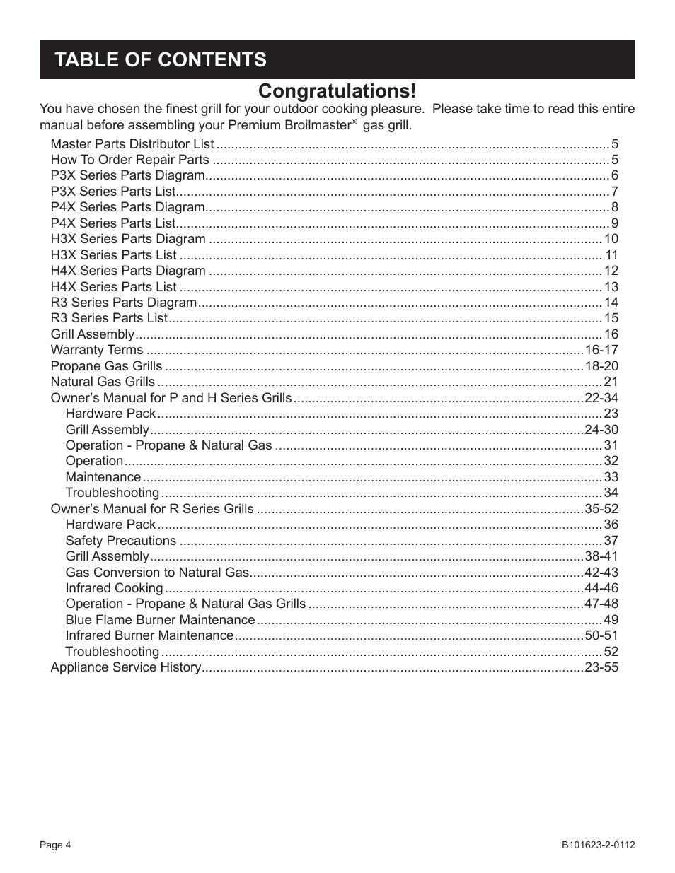 Broilmaster P4XF-1 User Manual | Page 4 / 56