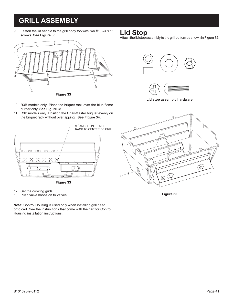 Lid stop, Grill assembly | Broilmaster P4XF-1 User Manual | Page 41 / 56