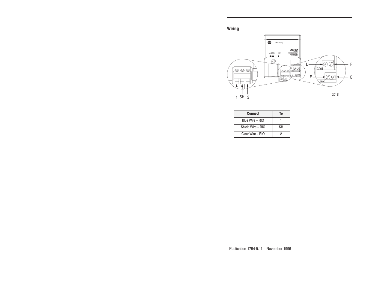 Wiring | Rockwell Automation 1794-ASB Remote Flex I/O Adapter Installation Instructions User Manual | Page 4 / 12
