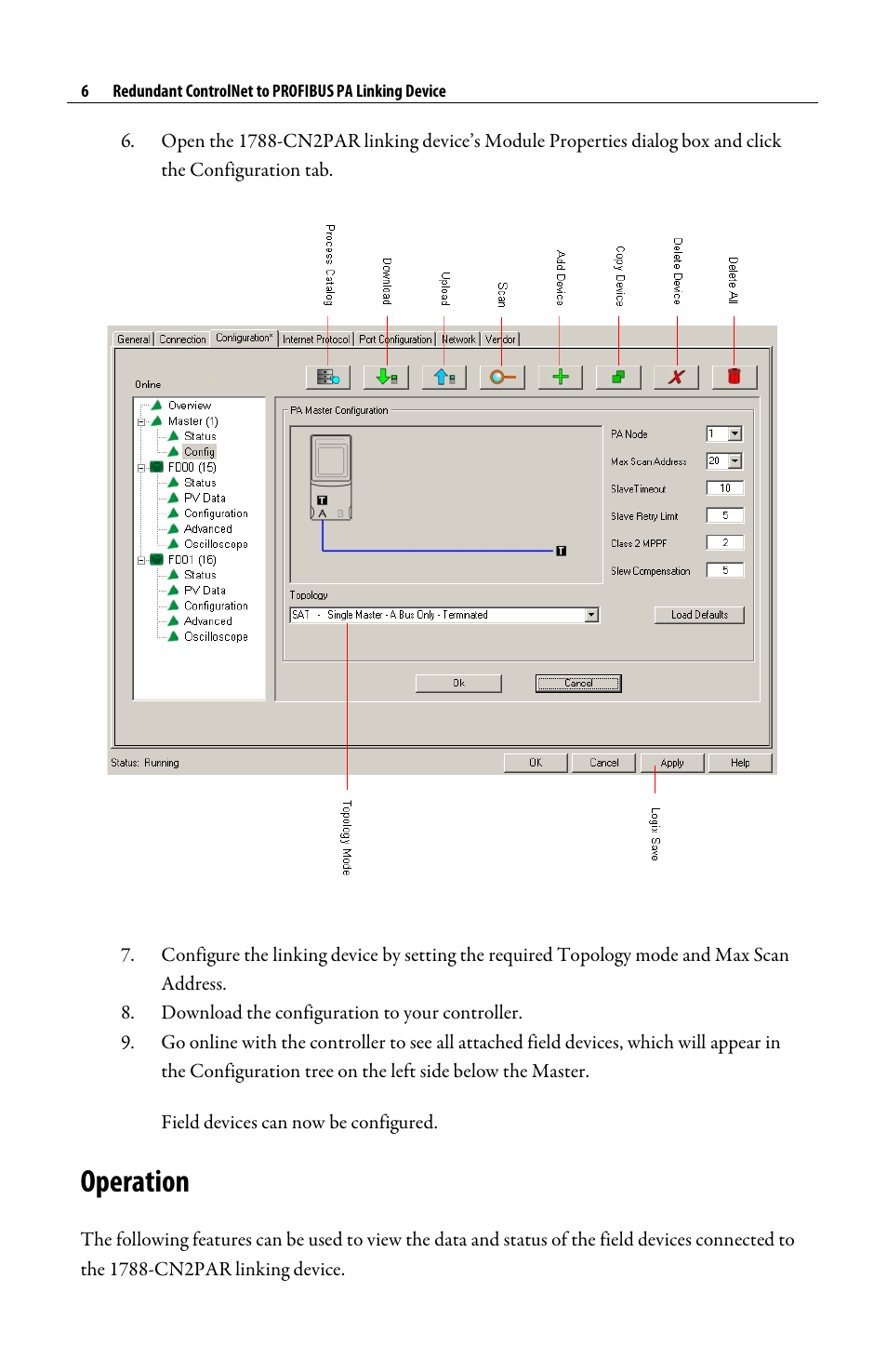 Operation | Rockwell Automation 1788-CN2PAR Redundant ControlNet to PROFIBUS PA Linking Device Quick Start User Manual | Page 6 / 8