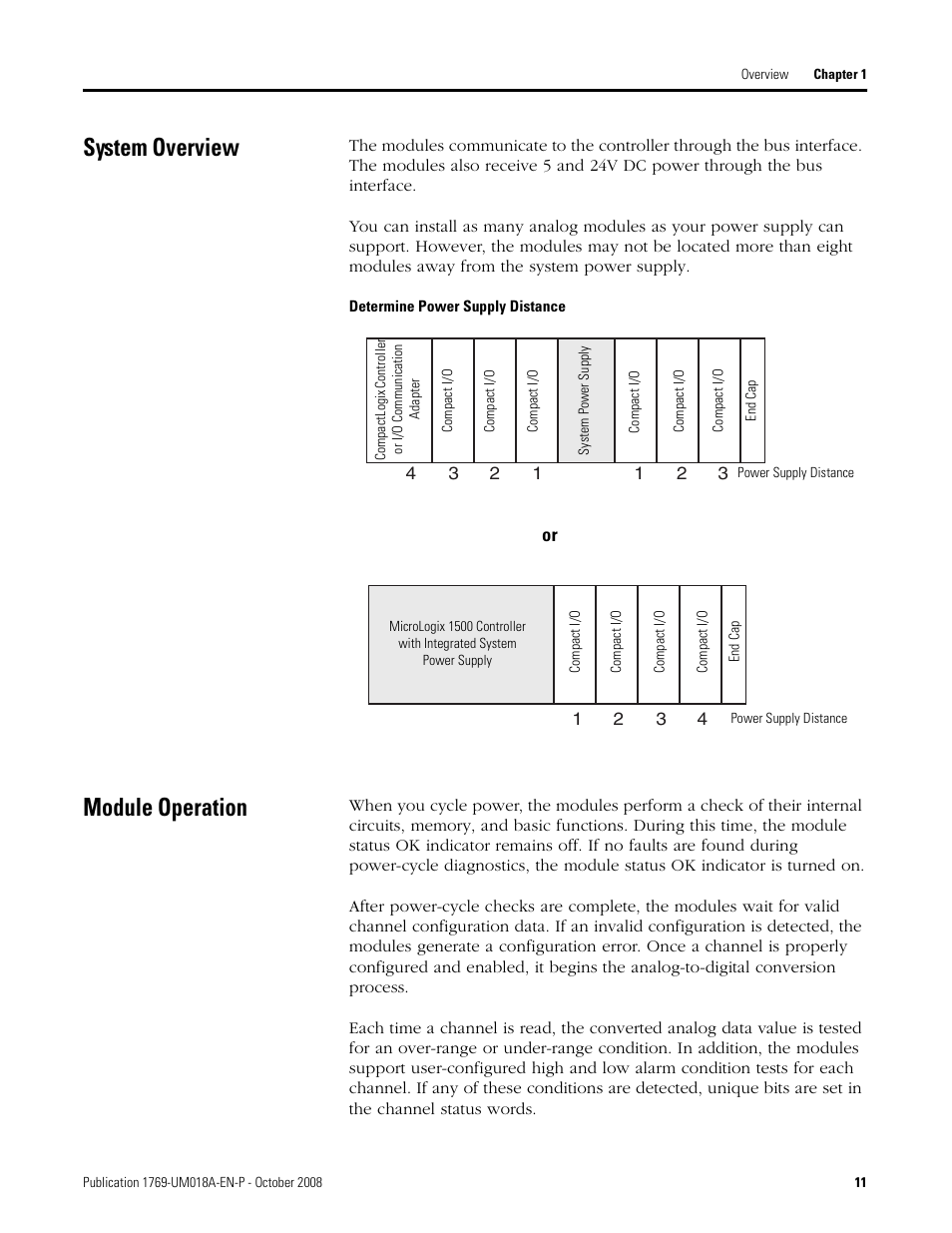System overview, Module operation, System overview module operation | Rockwell Automation 1769-IF16V Compact High Density Analog Input Modules User Manual | Page 11 / 84