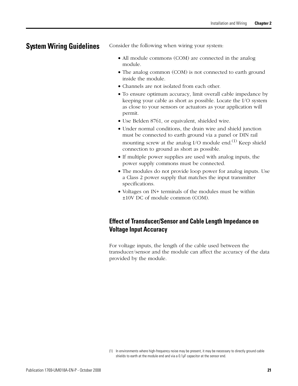 System wiring guidelines | Rockwell Automation 1769-IF16V Compact High Density Analog Input Modules User Manual | Page 21 / 84