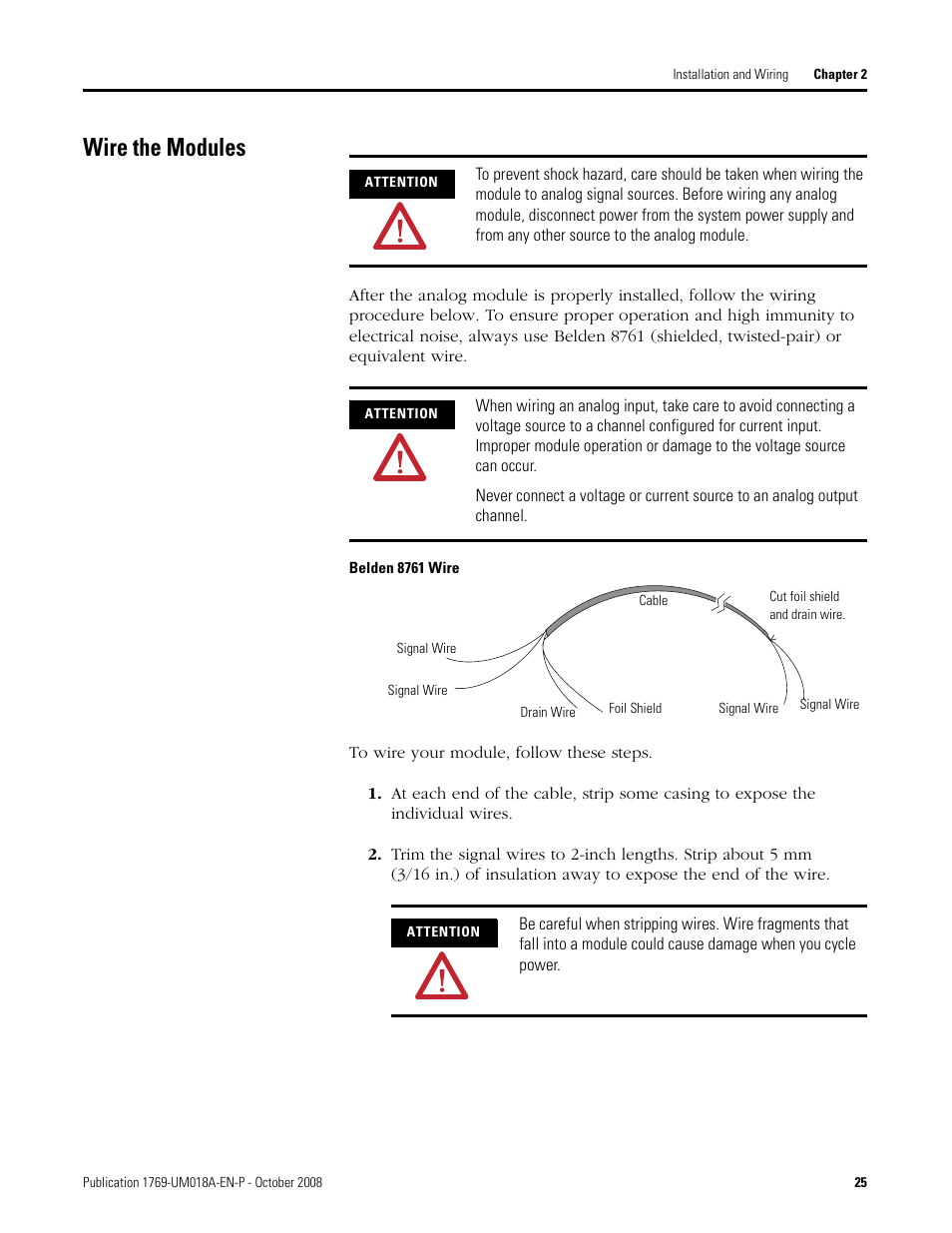 Wire the modules | Rockwell Automation 1769-IF16V Compact High Density Analog Input Modules User Manual | Page 25 / 84