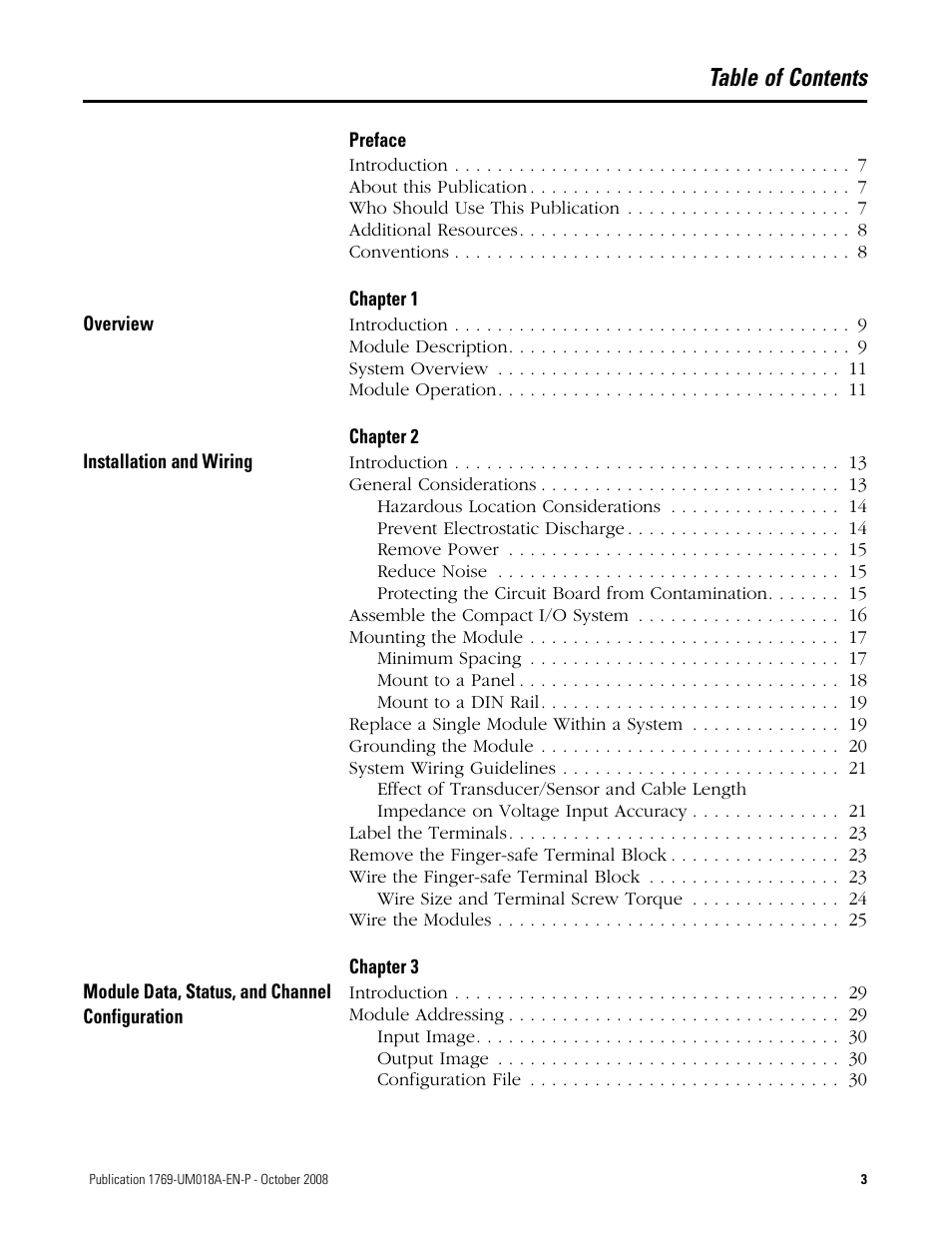 Rockwell Automation 1769-IF16V Compact High Density Analog Input Modules User Manual | Page 3 / 84