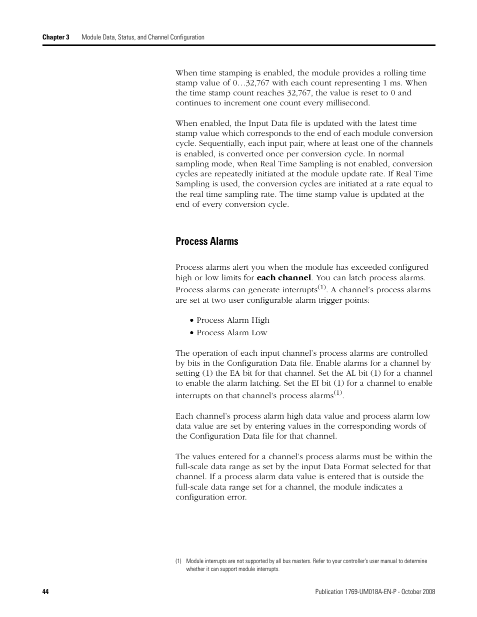 Process alarms | Rockwell Automation 1769-IF16V Compact High Density Analog Input Modules User Manual | Page 44 / 84