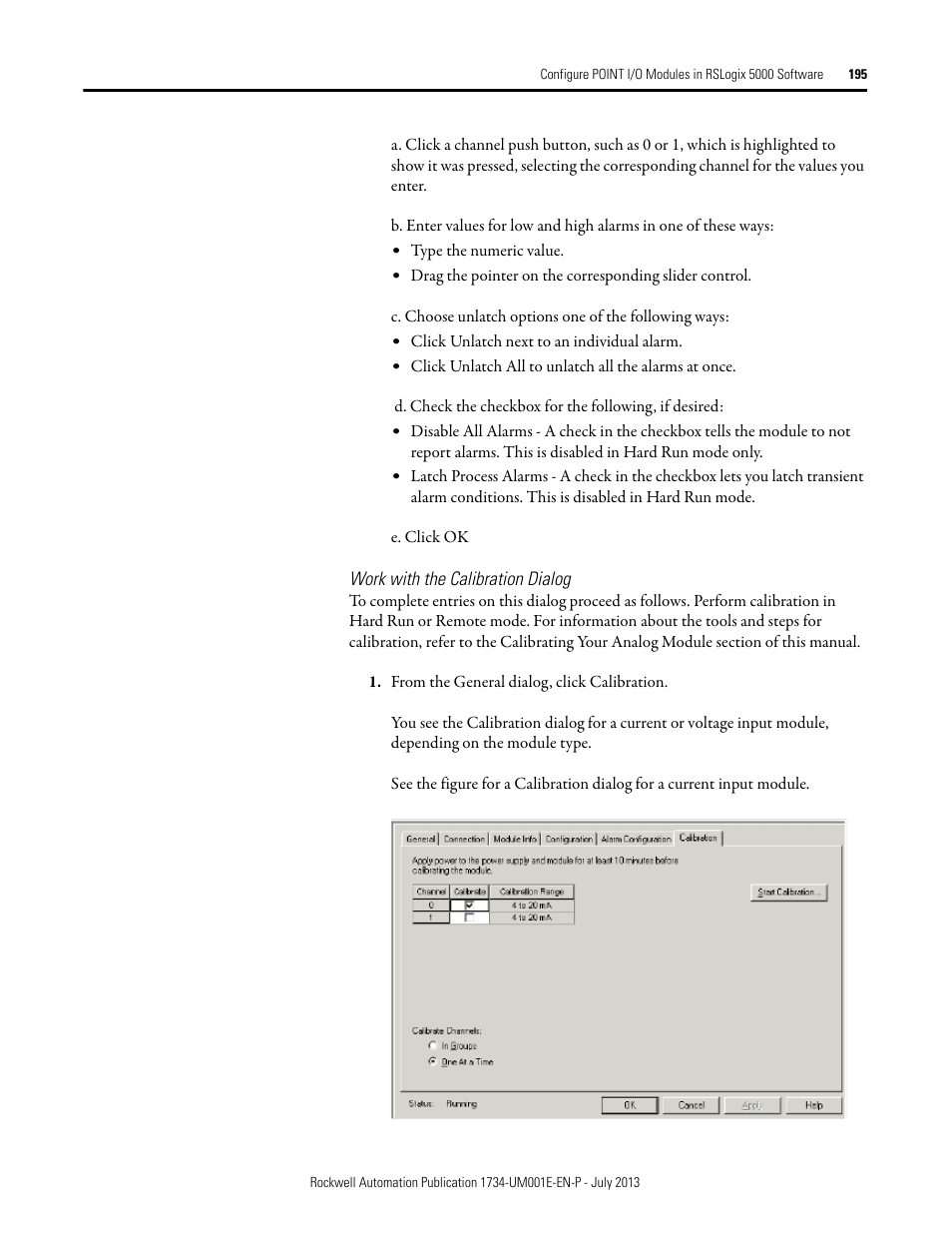 Work with the calibration dialog | Rockwell Automation 1734-XXXX POINT I/O Digital and Analog Modules and POINTBlock I/O Modules User Manual | Page 187 / 221