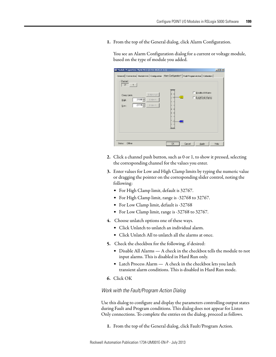 Work with the fault/program action dialog | Rockwell Automation 1734-XXXX POINT I/O Digital and Analog Modules and POINTBlock I/O Modules User Manual | Page 191 / 221