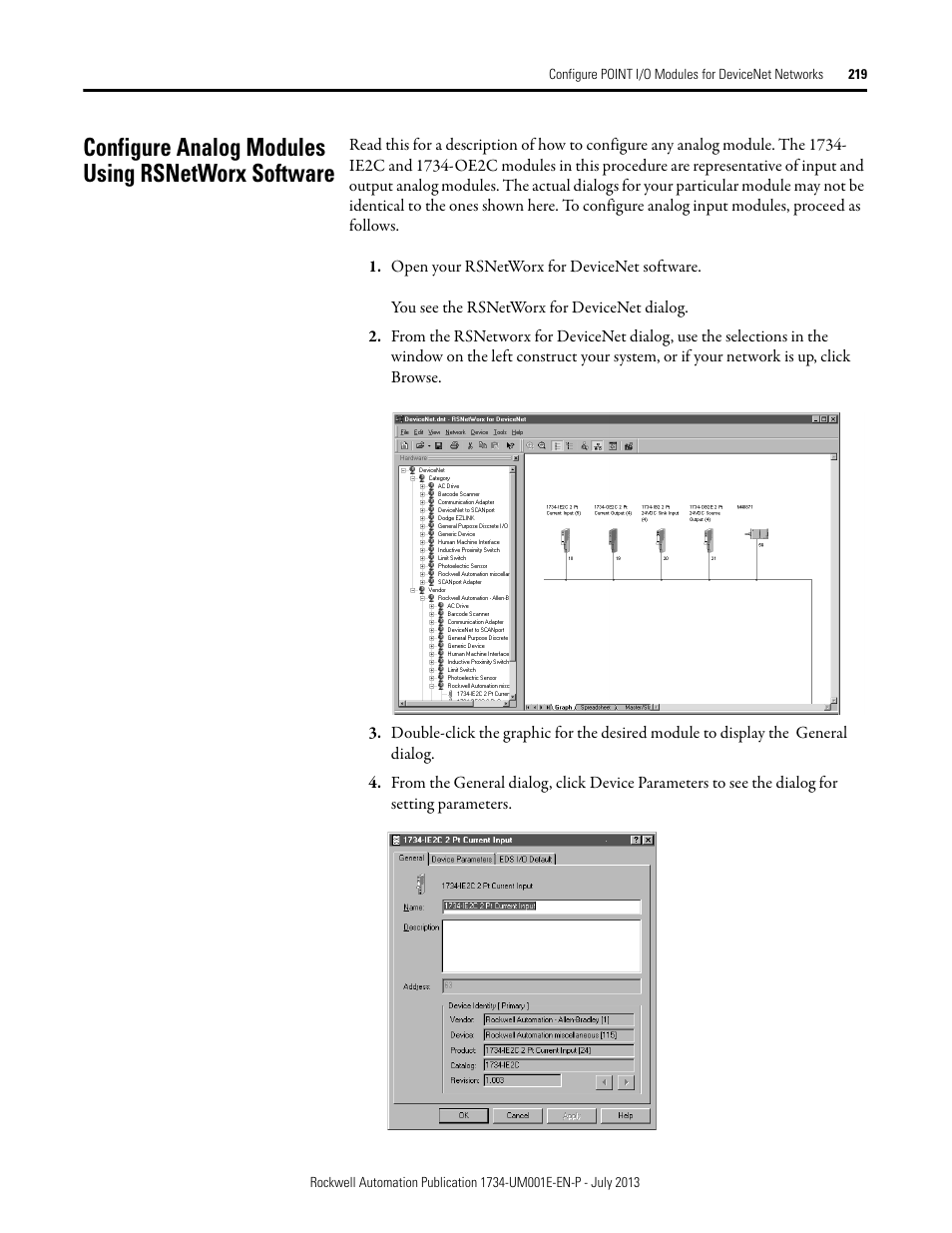 Configure analog modules using rsnetworx software | Rockwell Automation 1734-XXXX POINT I/O Digital and Analog Modules and POINTBlock I/O Modules User Manual | Page 211 / 221