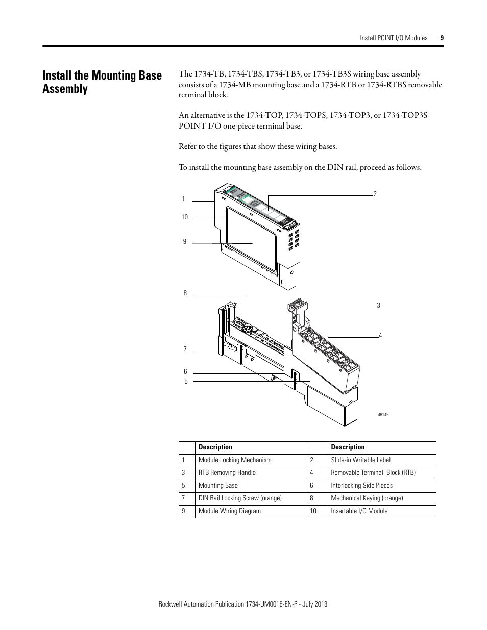 Install the mounting base assembly | Rockwell Automation 1734-XXXX POINT I/O Digital and Analog Modules and POINTBlock I/O Modules User Manual | Page 25 / 221