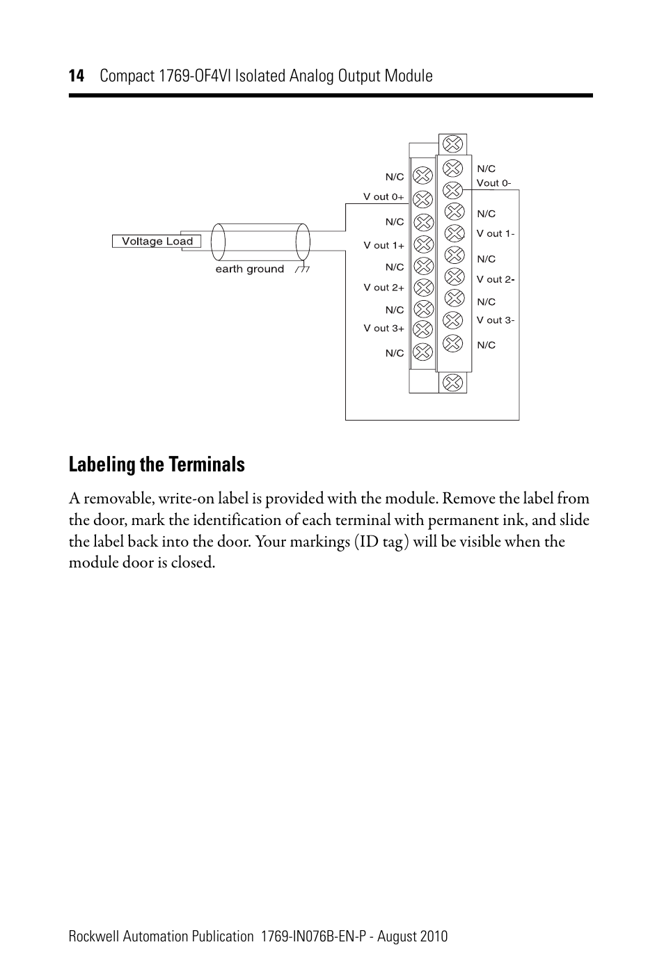 Labeling the terminals | Rockwell Automation 1769-OF4VI CompactLogix Module User Manual | Page 14 / 28