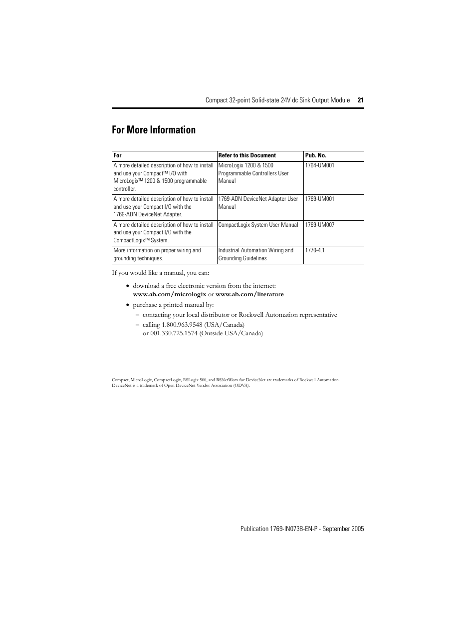 For more information | Rockwell Automation 1769-OV32T Compact Module User Manual | Page 21 / 24