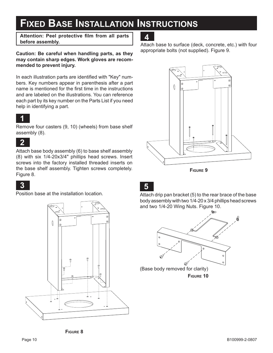 Ixed, Nstallation, Nstructions | Broilmaster PC2CART-1 User Manual | Page 10 / 12