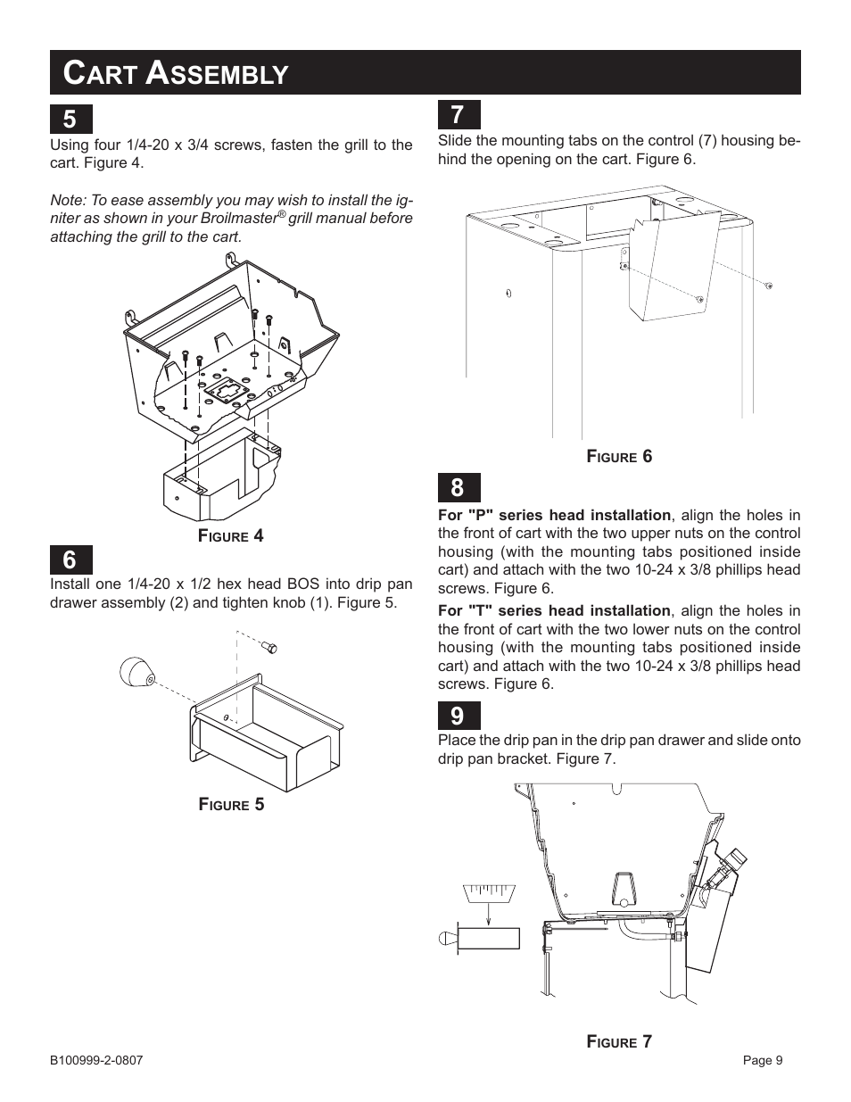 Ssembly | Broilmaster PC2CART-1 User Manual | Page 9 / 12