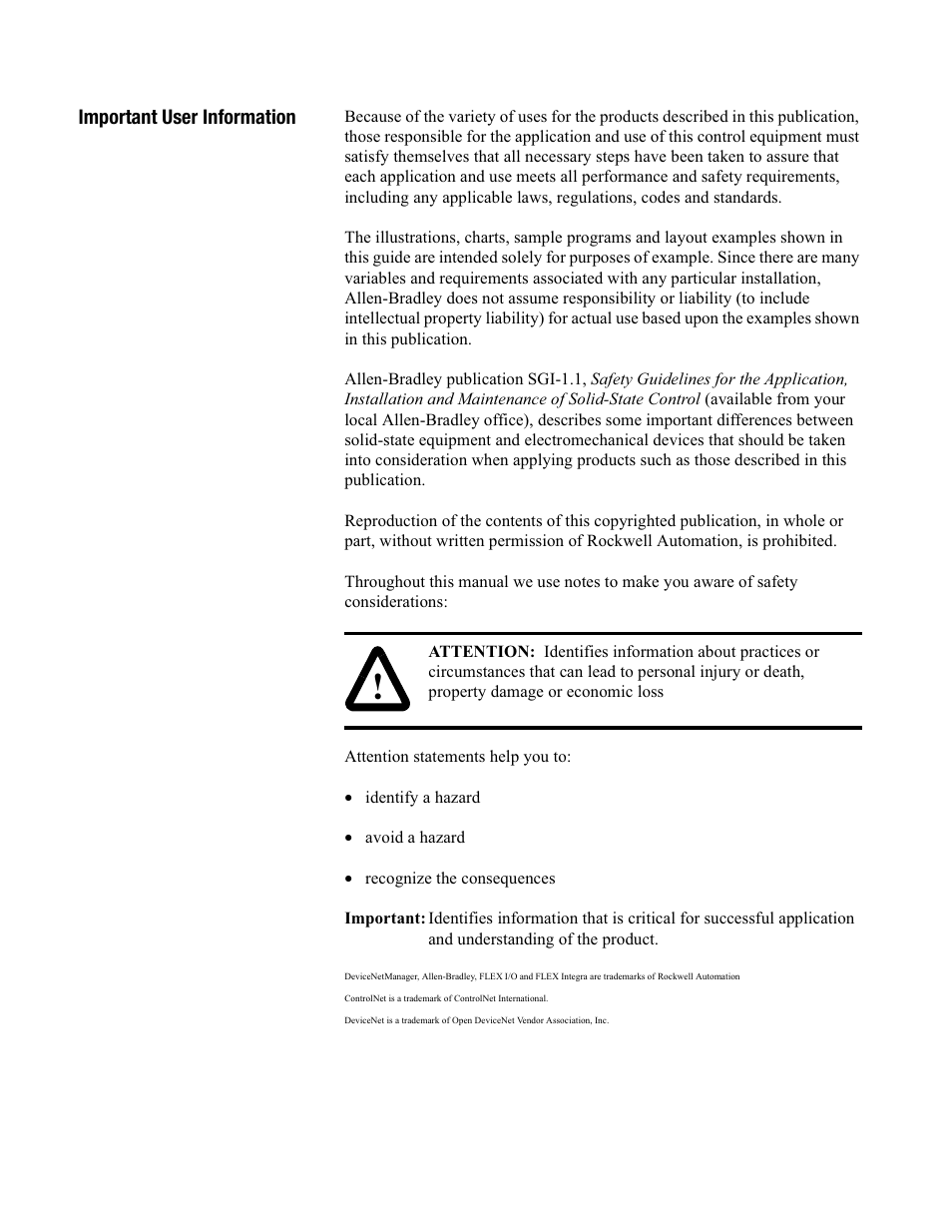 Important user information | Rockwell Automation 1793-OE2S FLEX INTEGRA ANALOG MOD User Manual | Page 2 / 75