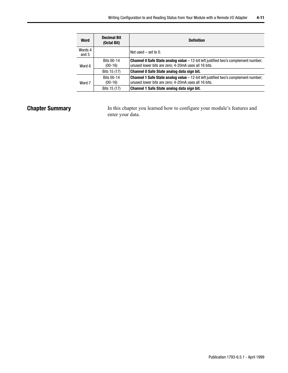 Chapter summary | Rockwell Automation 1793-OE2S FLEX INTEGRA ANALOG MOD User Manual | Page 39 / 75