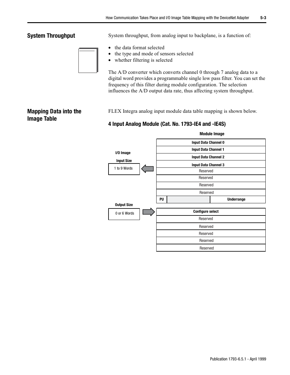 System throughput, Mapping data into the image table | Rockwell Automation 1793-OE2S FLEX INTEGRA ANALOG MOD User Manual | Page 42 / 75