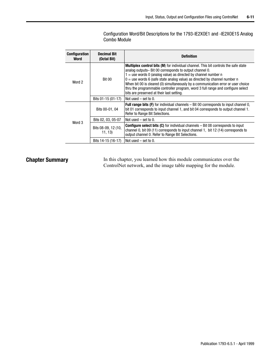 Chapter summary | Rockwell Automation 1793-OE2S FLEX INTEGRA ANALOG MOD User Manual | Page 62 / 75