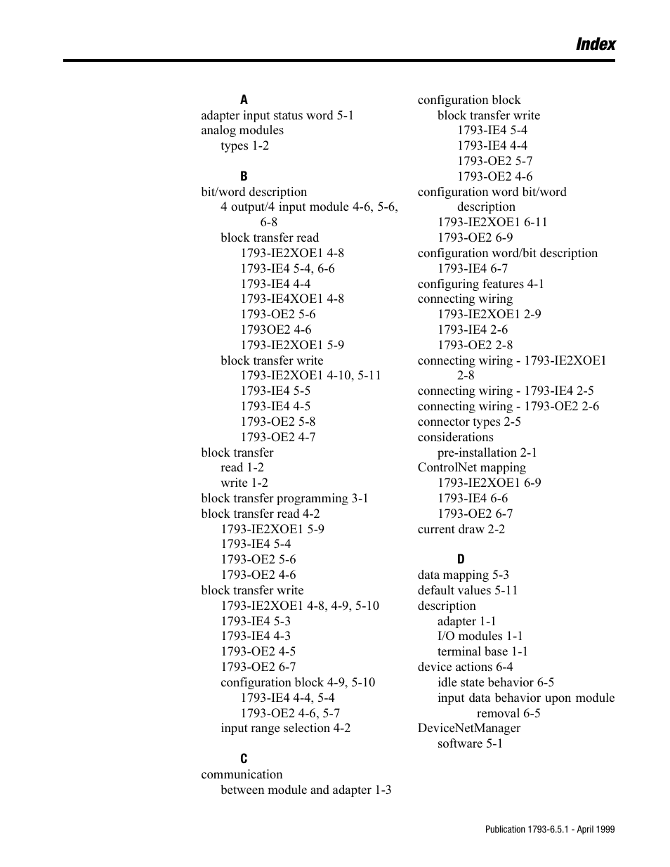 Index | Rockwell Automation 1793-OE2S FLEX INTEGRA ANALOG MOD User Manual | Page 71 / 75